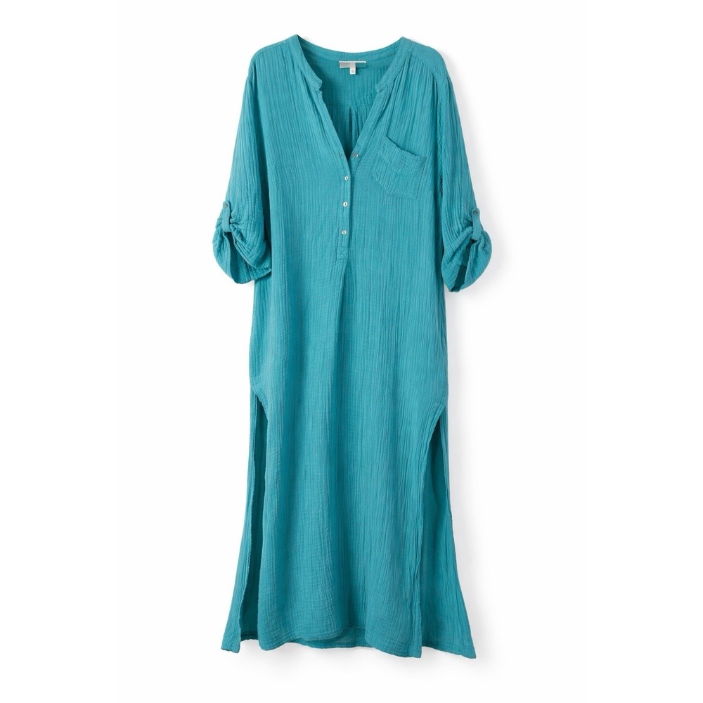 Everyday Ritual Sun & Sea Dress Tracey Gauze Kaftan Cover Up XL Turquois Resort